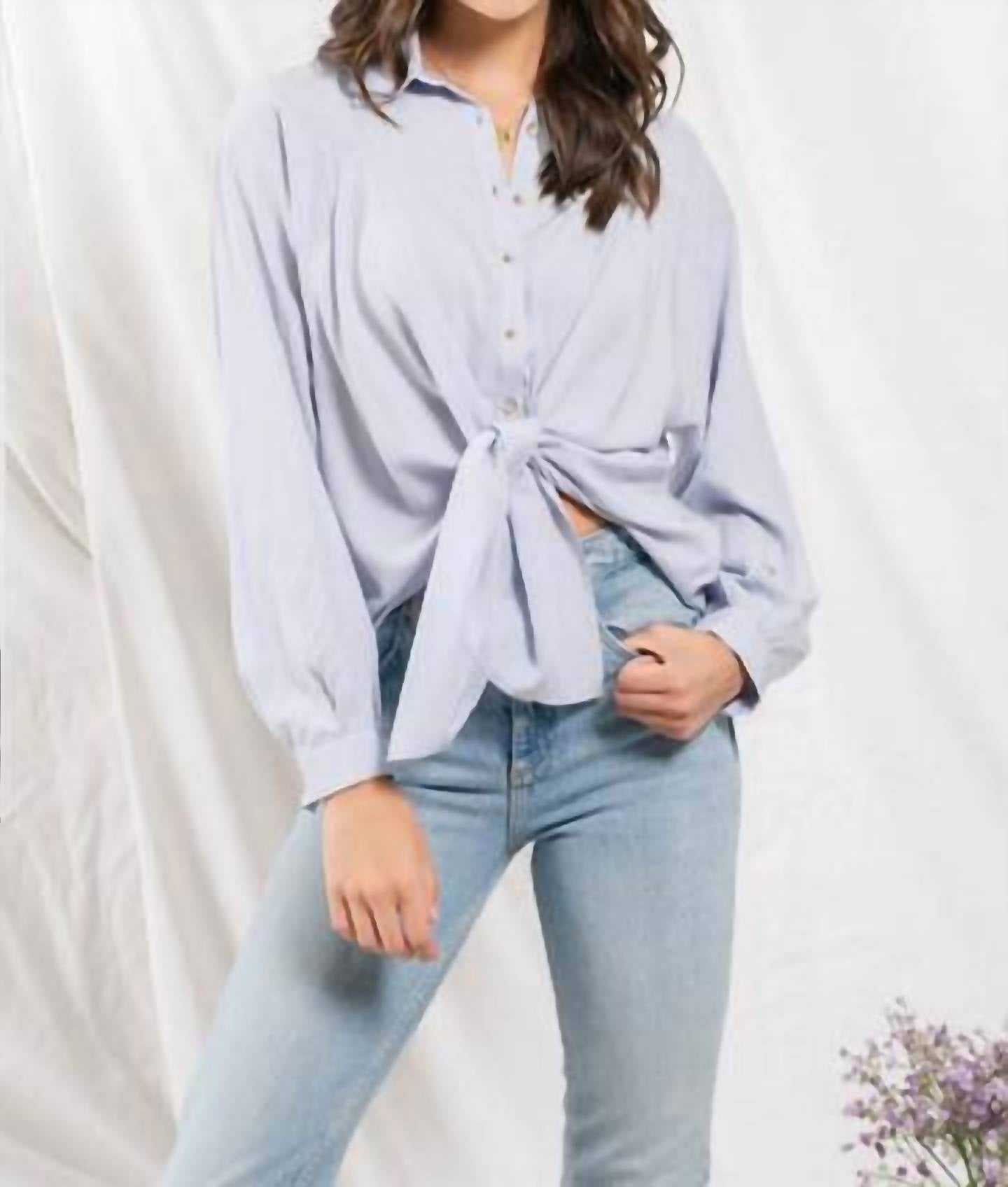 Blu Pepper - Front tie woven top