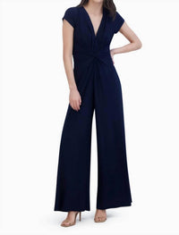 VINCE CAMUTO Twist Front Jersey Jumpsuit in navy - women's pants - view 4