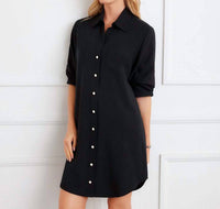 Karen Kane Ruched Sleeve Shirtdress in black - women's dress - view 5