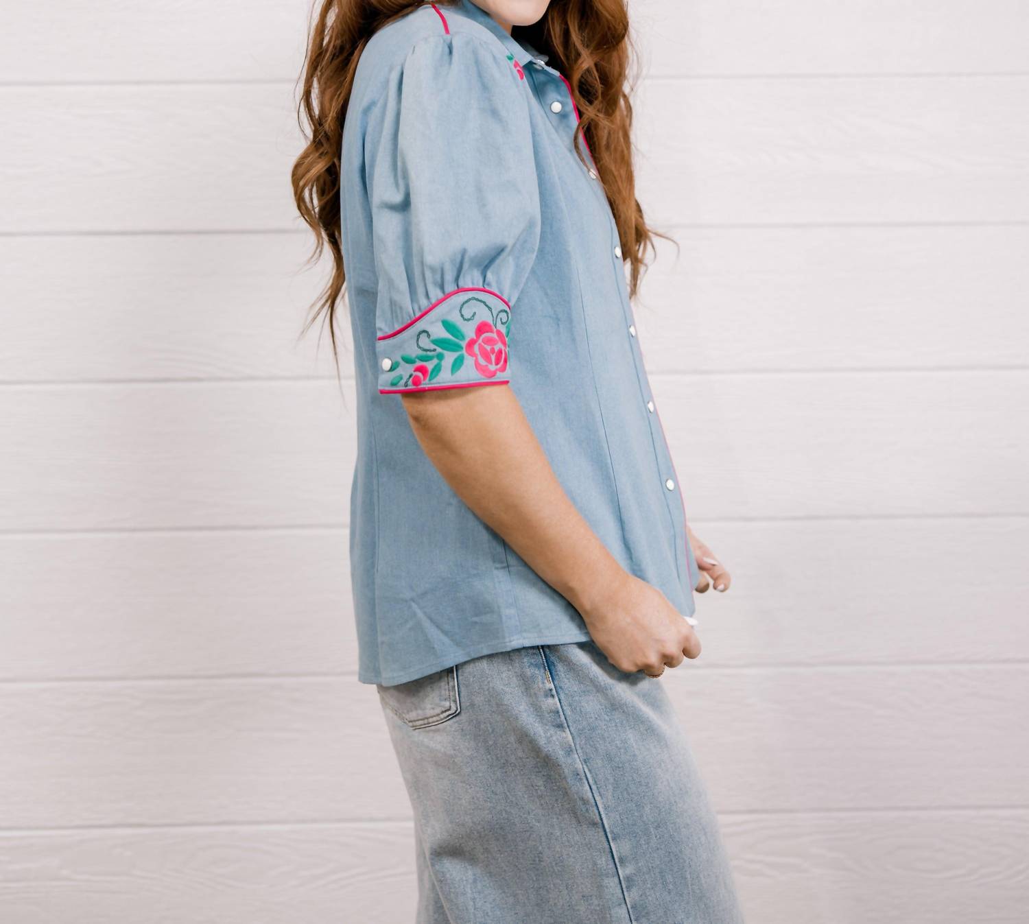 Oh My Stars Apparel - Loretta Chambray Western Top