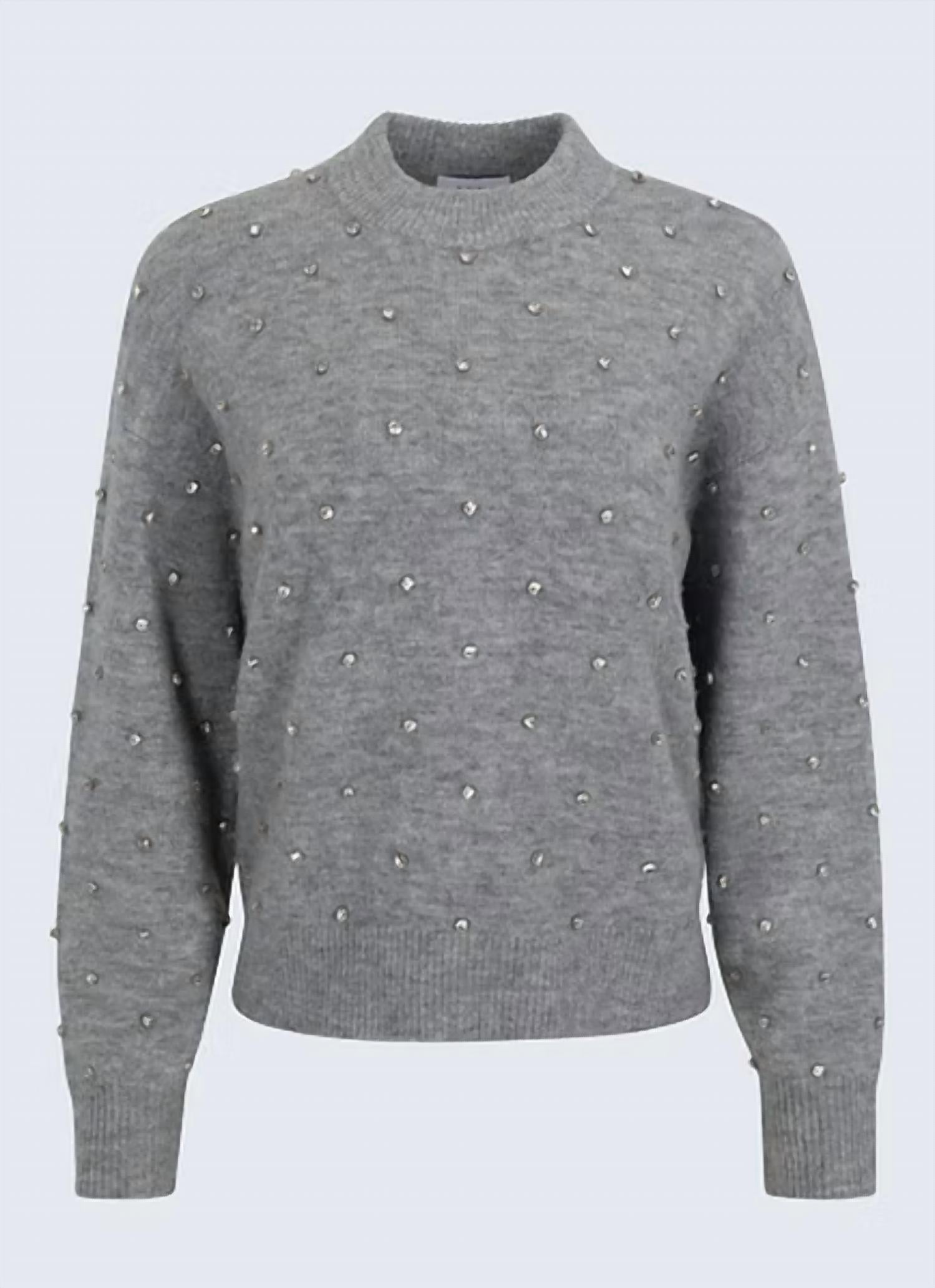 PISTOLA Aura Rhinestone Crewneck Sweater in charcoal diamonte - women's sweater - view 5
