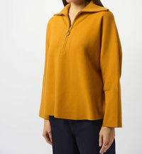 Joseph Ribkoff - Sweater Knit Boxy Pullover With Zip Collar