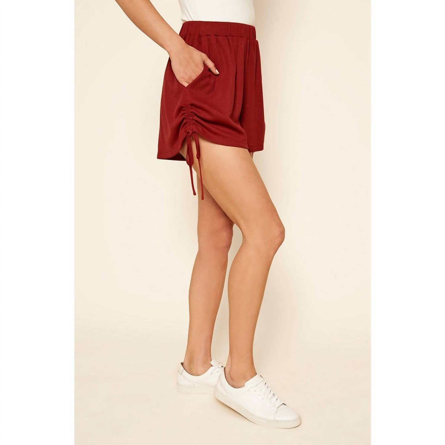 Good Days Ruched Waffle Knit Shorts