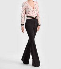 alice + olivia Grace Argyle Cardigan in english rose multi selected - women's cardigan - view 4