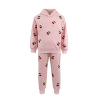 Lola + The Boys Kid's Cherry Berry Joggers Set in pink - item - alternate view