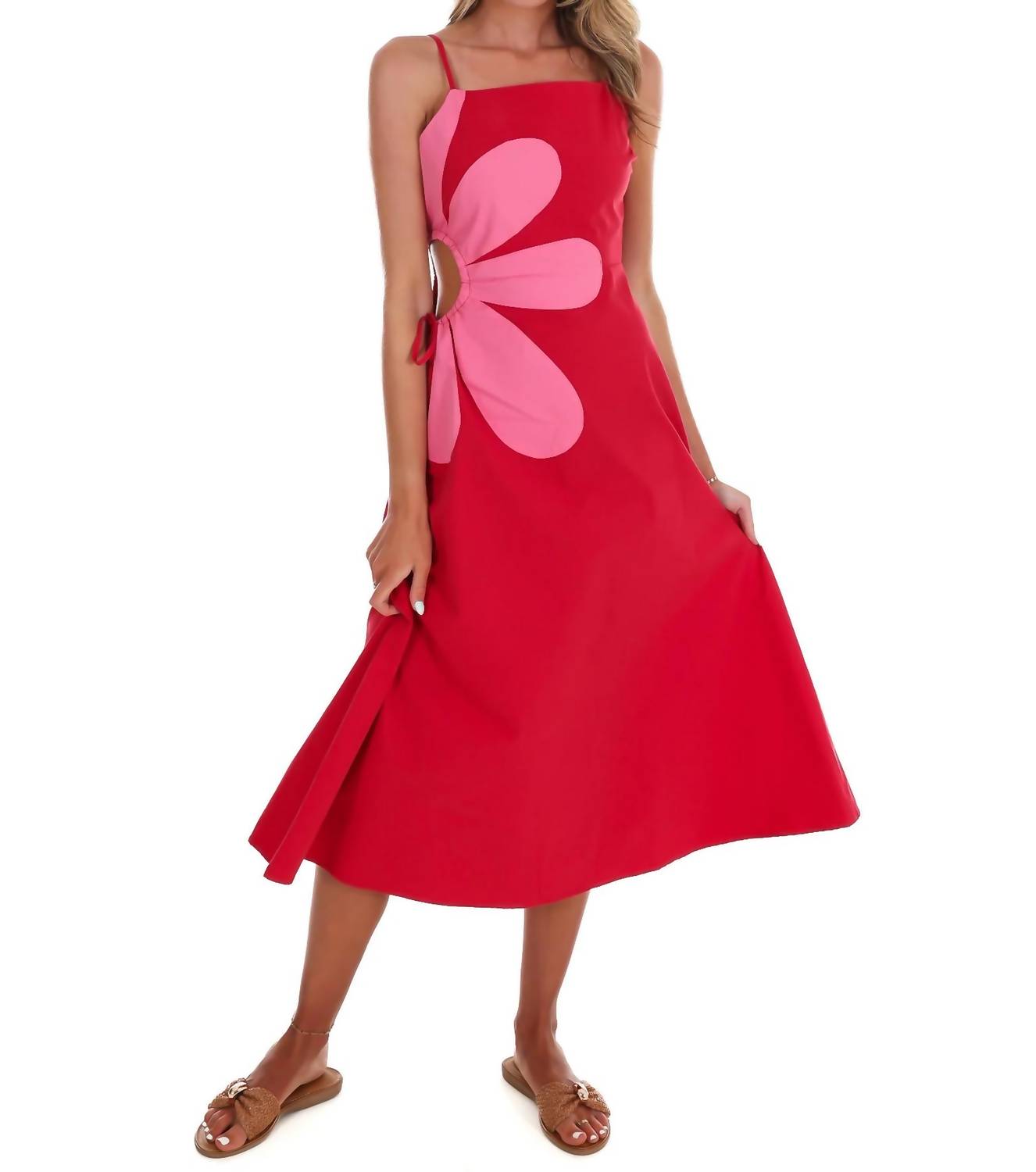Very J - Women's Wildflower Wishes Floral Cut Out Midi Dress