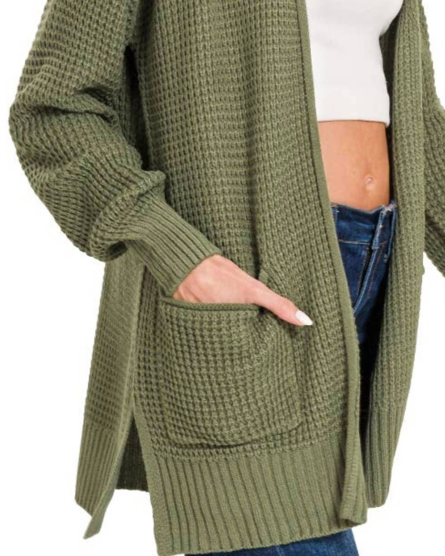 Vanilla Monkey - Cuddle Up Waffle Open Cardigan Sweater