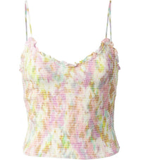 ASTR Mika Top in pink yellow tie dye - women's shirt - detail view
