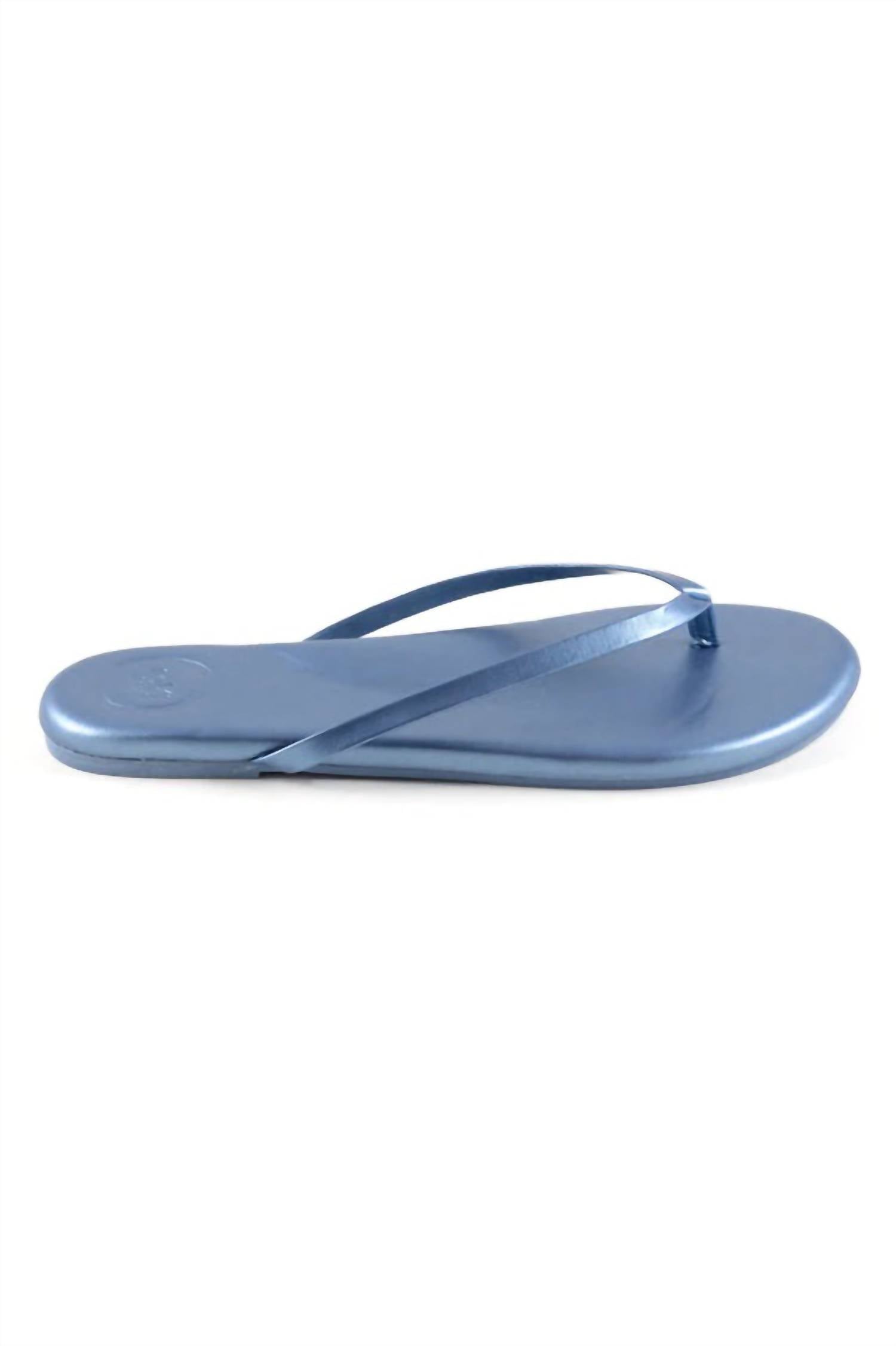 solei sea Women's Indie Flip Flop Sandal in metallic denim - women's sandal