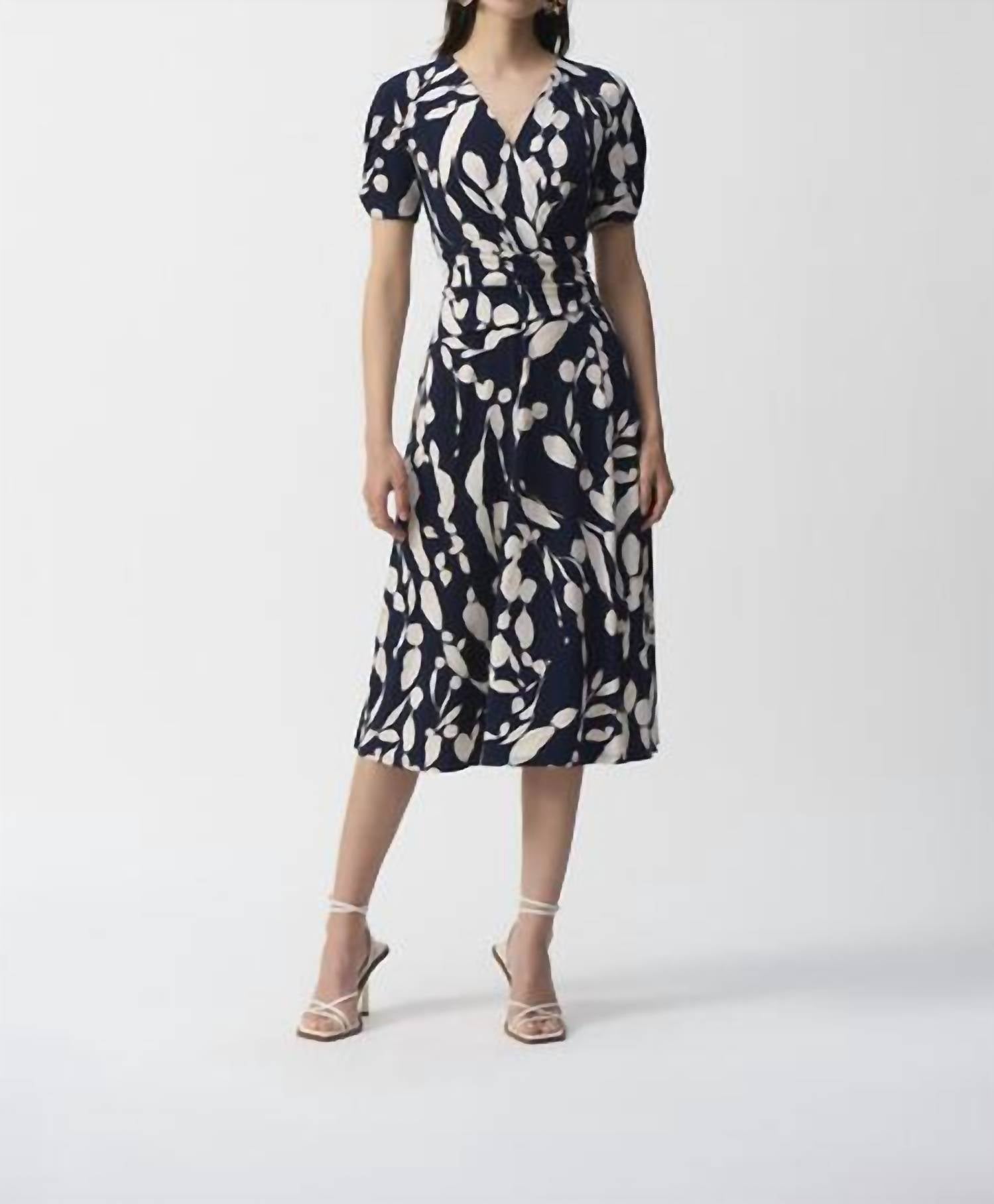 Joseph Ribkoff - Floral V-neck Midi Dress