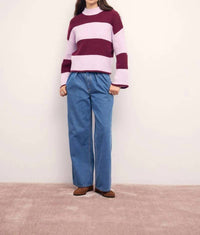 MINKPINK Freja Stripe Chunky Knit Sweater in violet 1 - women's sweater