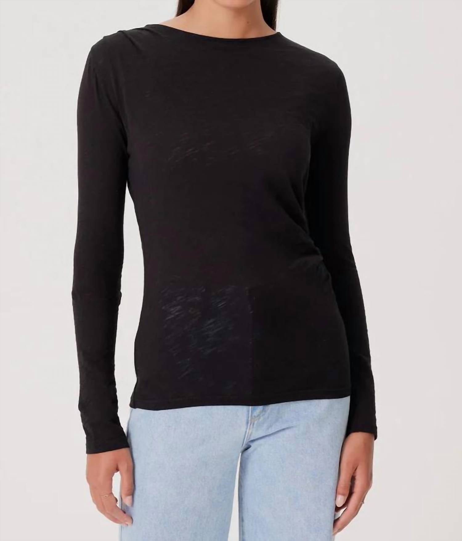 Goldie - Long Sleeve Drape Shoulder Side Top