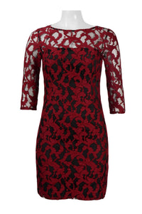 Aidan Mattox - 3/4 Sleeve Illusion Lace Party Dress