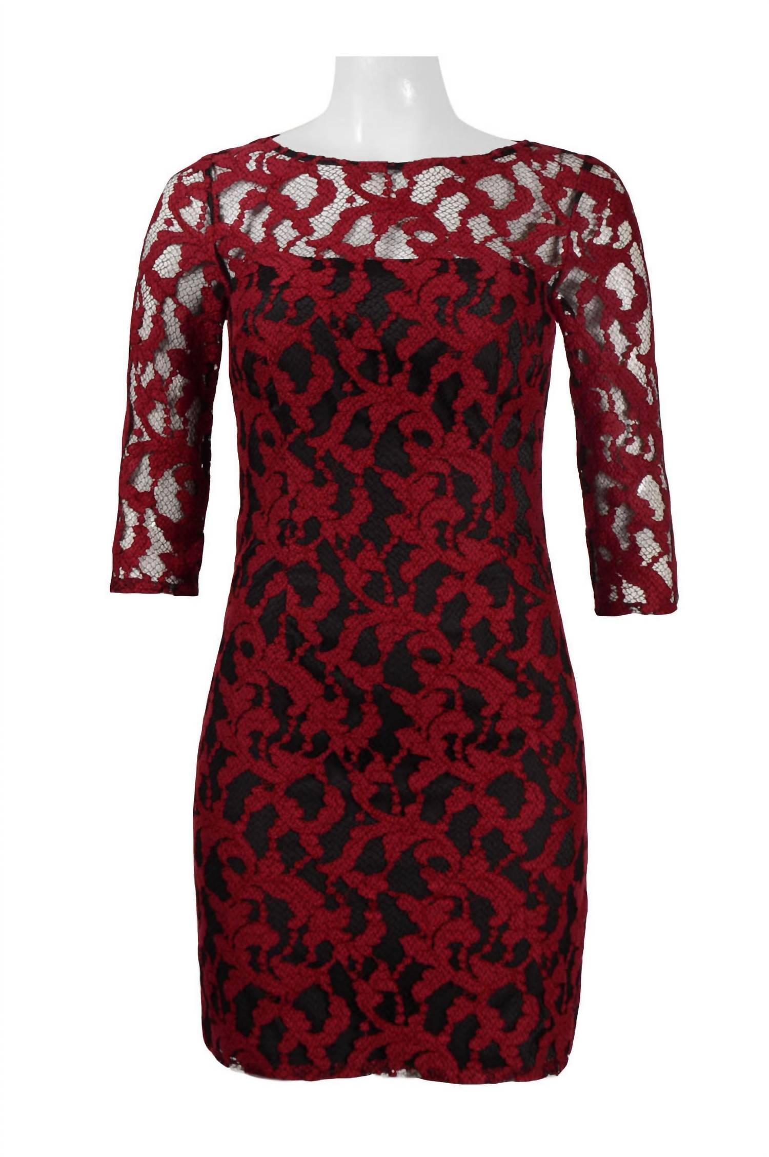 Aidan Mattox - 3/4 Sleeve Illusion Lace Party Dress