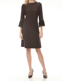 Joseph Ribkoff - Cowl Neck Fringe Cuff Mini Dress