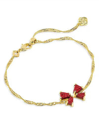 Kendra Scott Women's Blair Bow Small Chain Bracelet in gold bright red drusy - women's jewelry