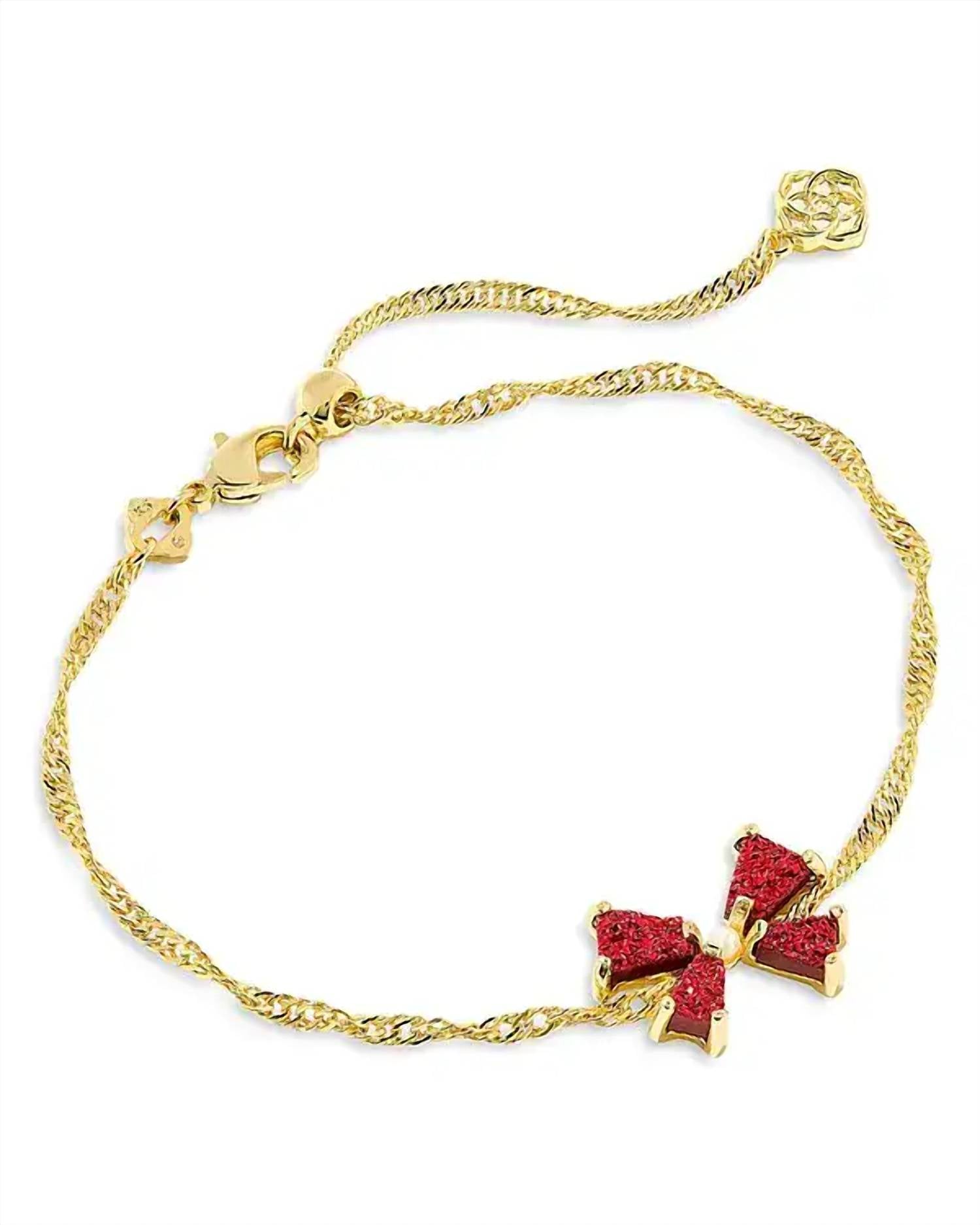Kendra Scott Women's Blair Bow Small Chain Bracelet in gold bright red drusy - women's jewelry