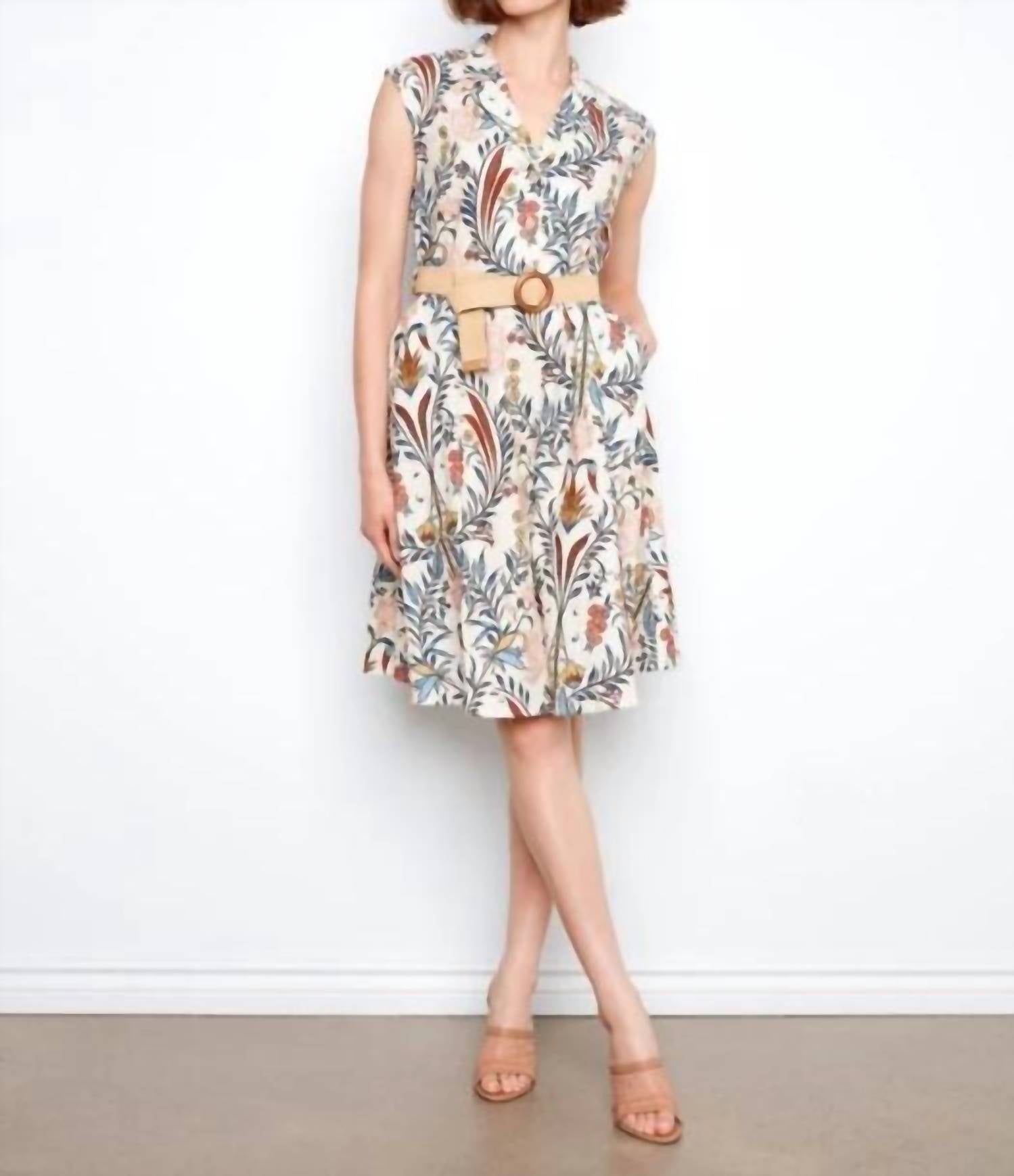 Charlie B - Printed Linen Cap Sleeve Dress