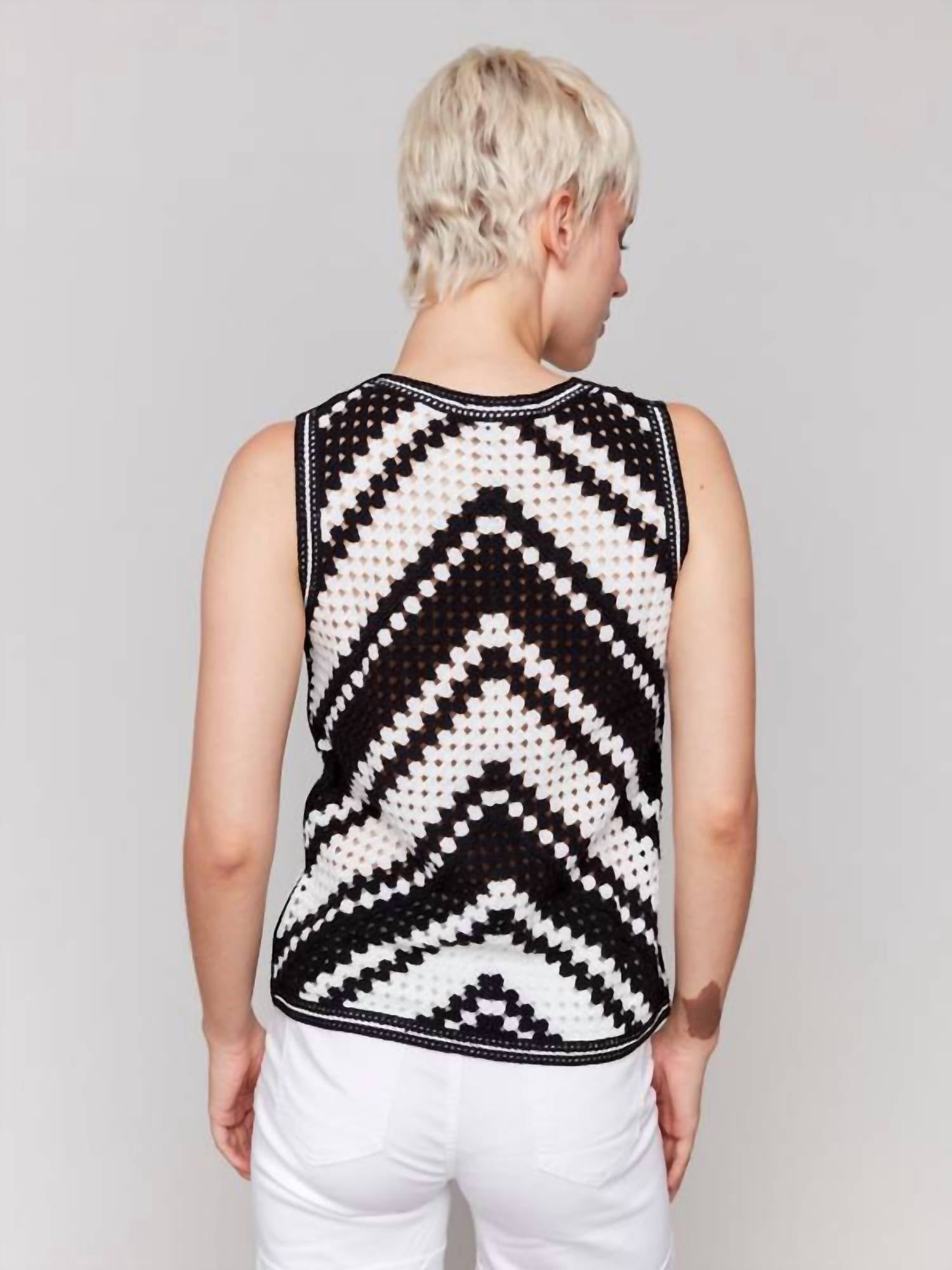 CHARLIE B Crocheted Top in pepper - women's tank top - detail view