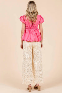 Geegee - Women's Eyelet Lace Straight Leg Pants
