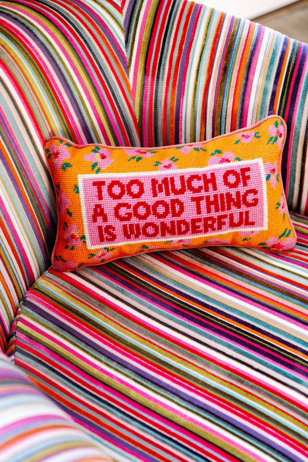 Furbish Studio - Too Much Needlepoint Pillow