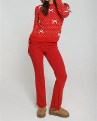 She + Sky - Two Tone Bow Sweater