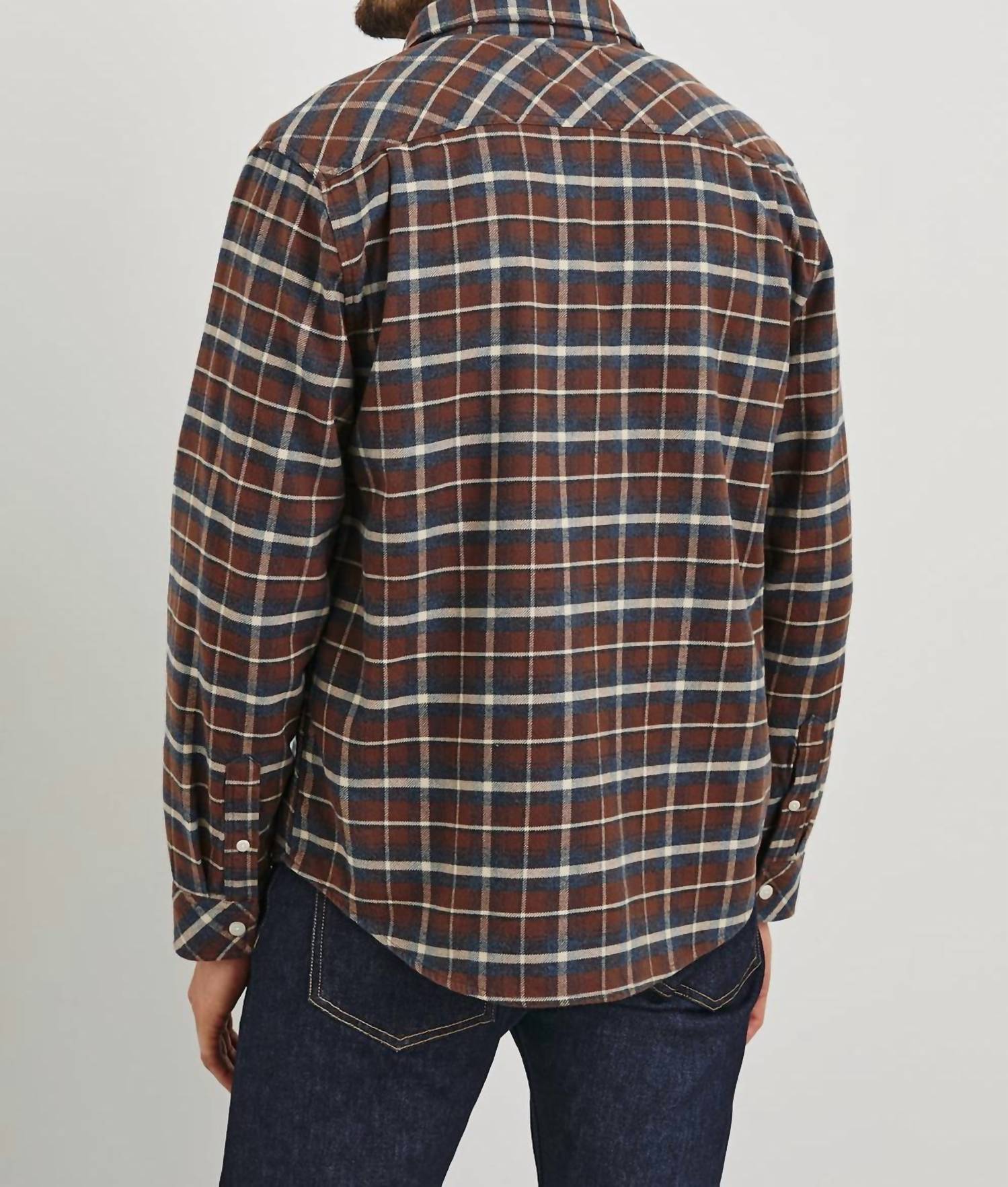 Rails Forrest Shirt in hickory blue - men's jacket - detail view