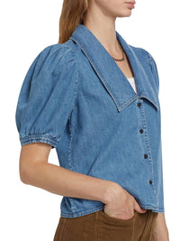 Frame - Sailor Denim Short Sleeve Blouse