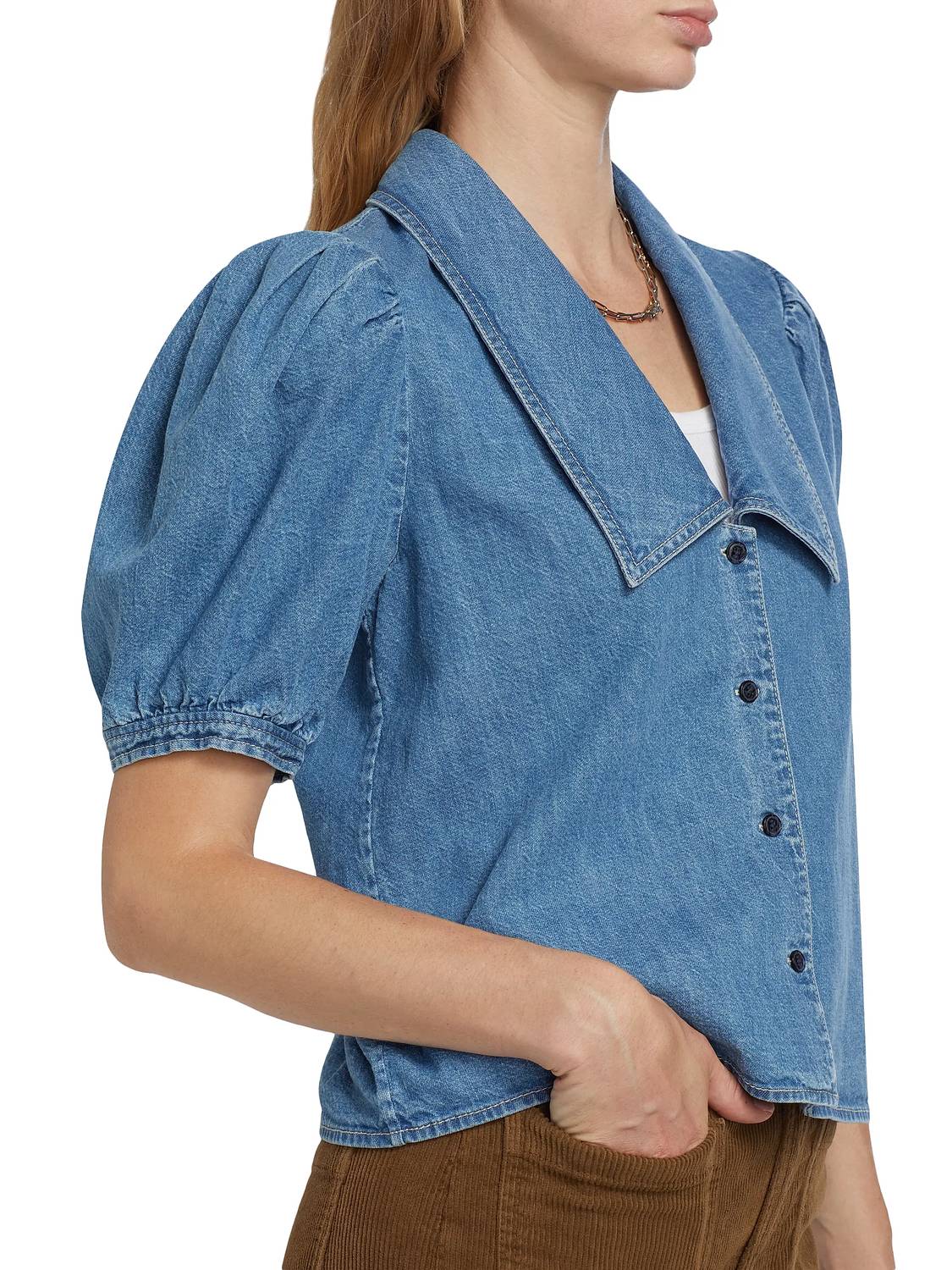 Frame - Sailor Denim Short Sleeve Blouse