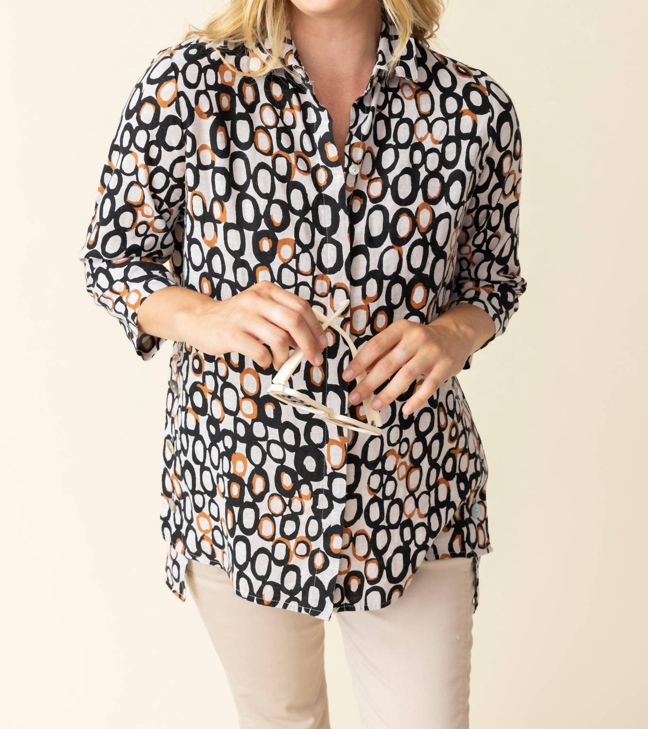 Habitat - Linen Circle Hidden Placket Big Shirt