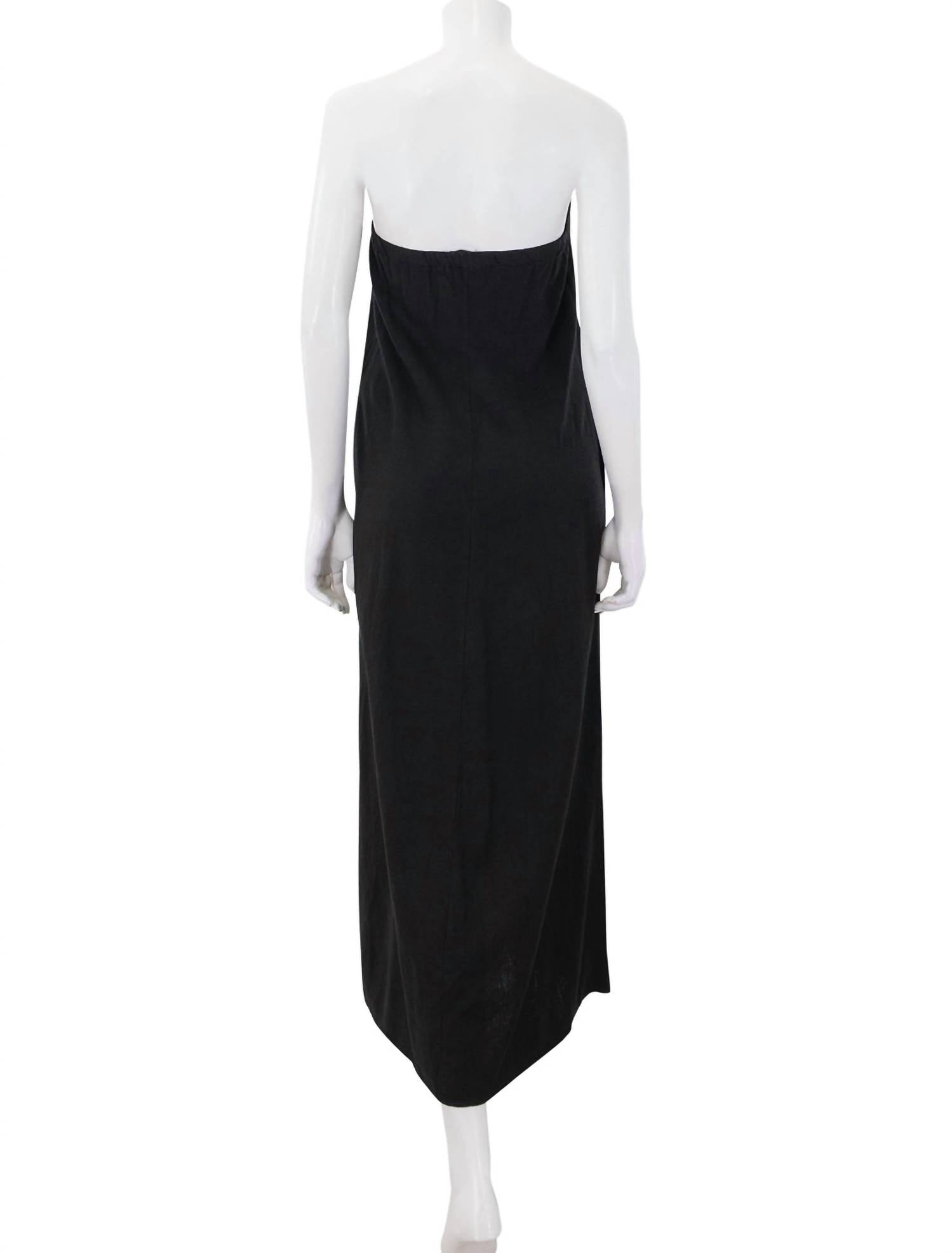STATESIDE Linen Column Maxi Dress in black - women's dress - alternate view