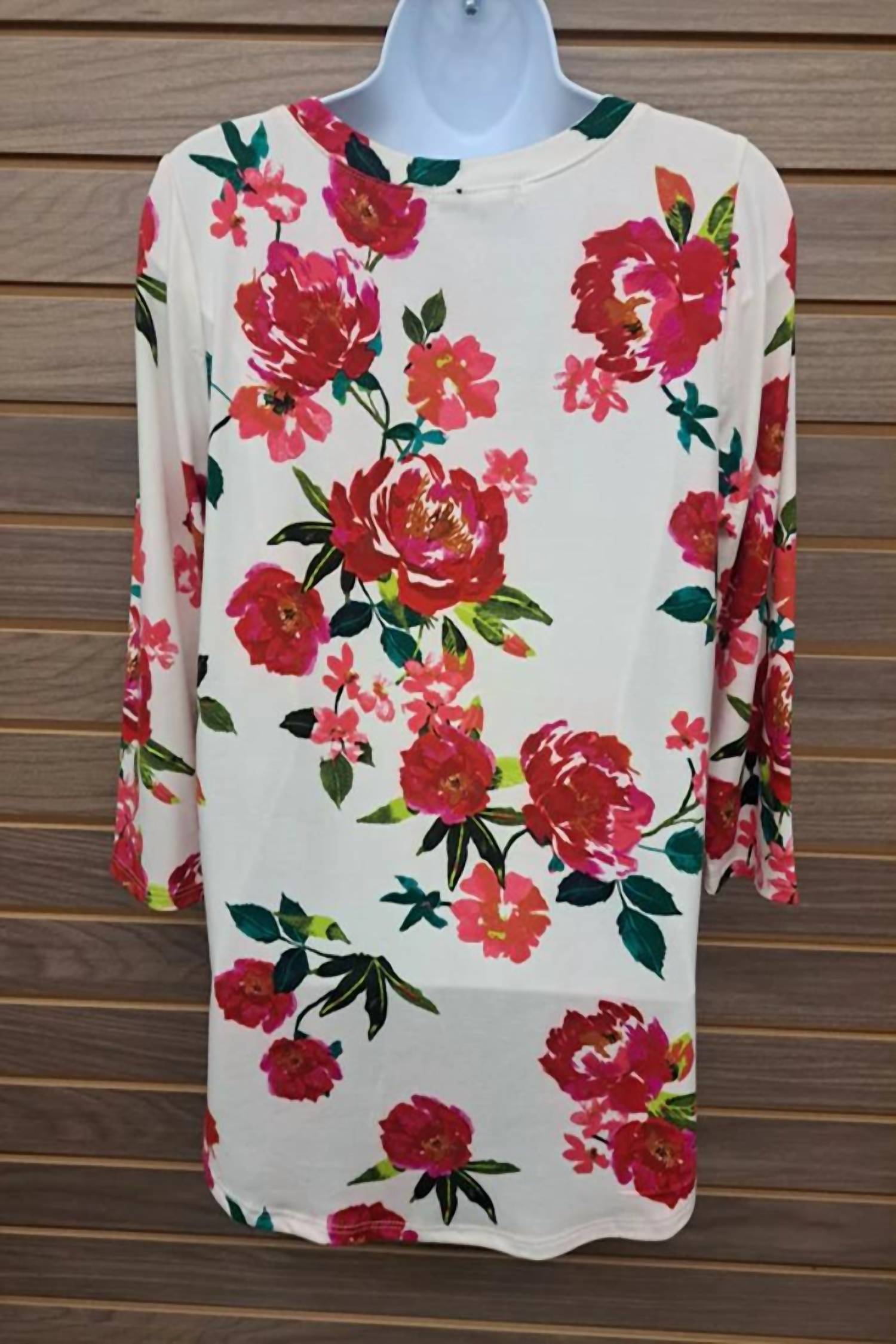 Moa Moa - Women's Floral 3/4 Sleeve Top