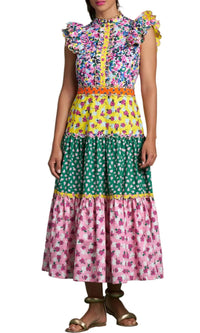 Dizzy-Lizzie Maison Midi Dress in patchwork - women's dress