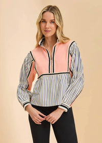 Fdj - Mix media half zip top
