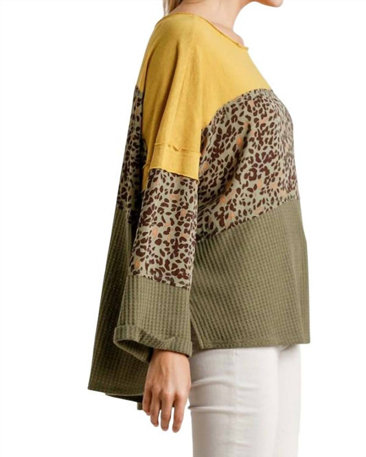 Umgee - Color Block Waffle Knit Top