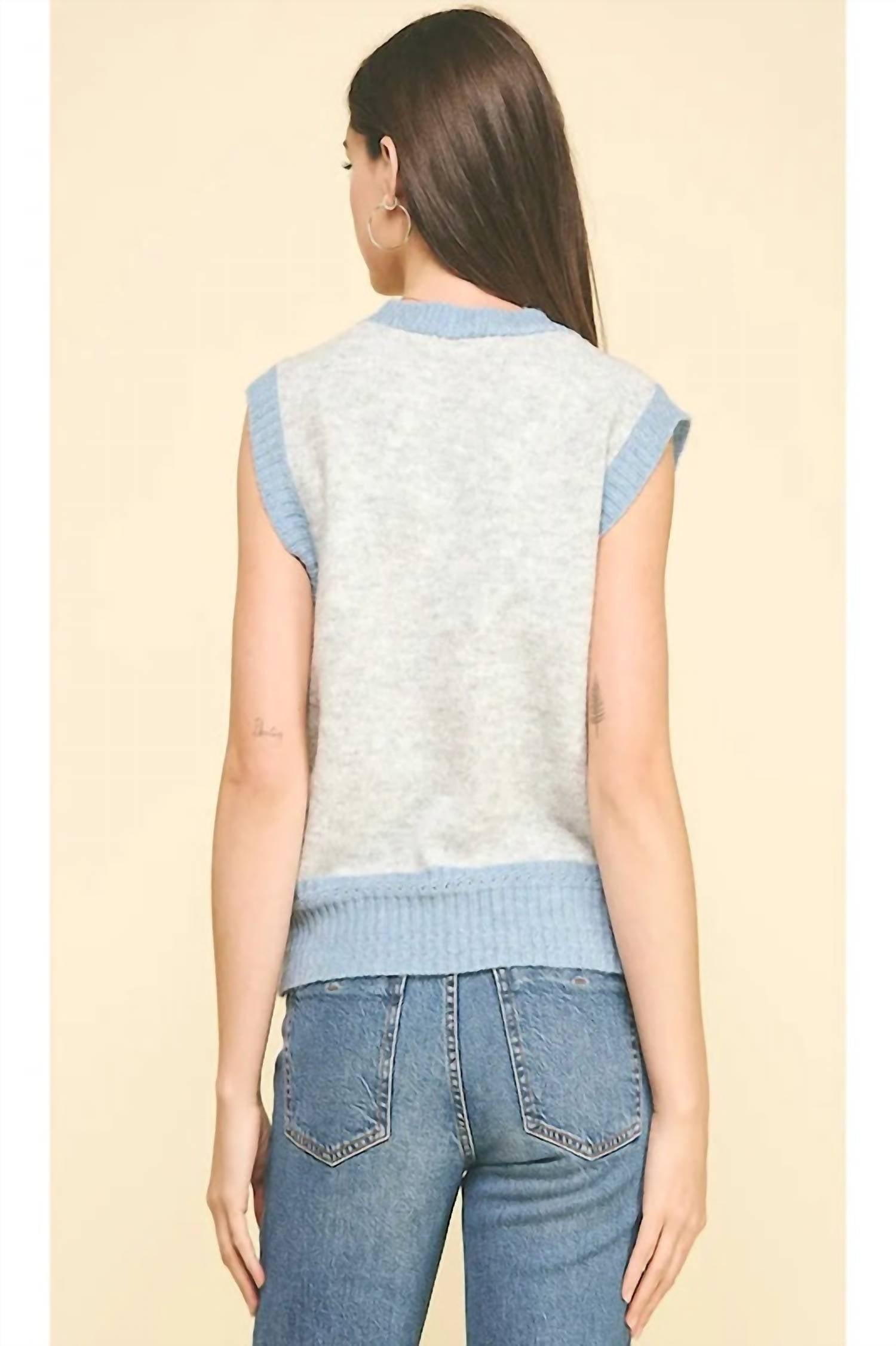 Pinch - Stylish And Chic Color Block Button Down Sweater Vest