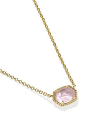 Kendra Scott Women's Daphne Frame Short Pendant Necklace in gold light pink mother of pearl - women's jewelry - alternate view