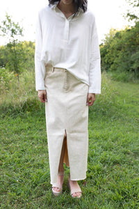 mystree Casual Denim Maxi Skirt in white - women's skirt