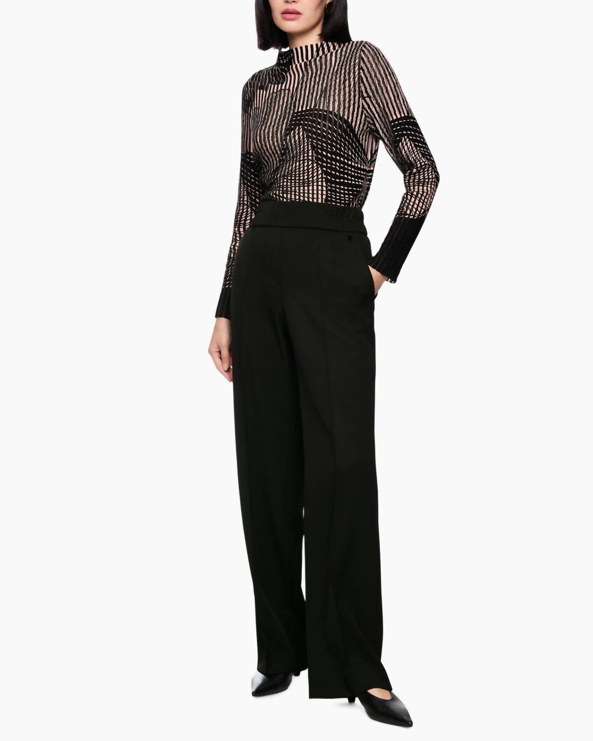 Marc Cain Banded waist trousers in black - women's pants - view 4
