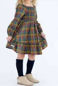 Rufflebutts - Long Sleeve Smocked Ruffle Hem Dress