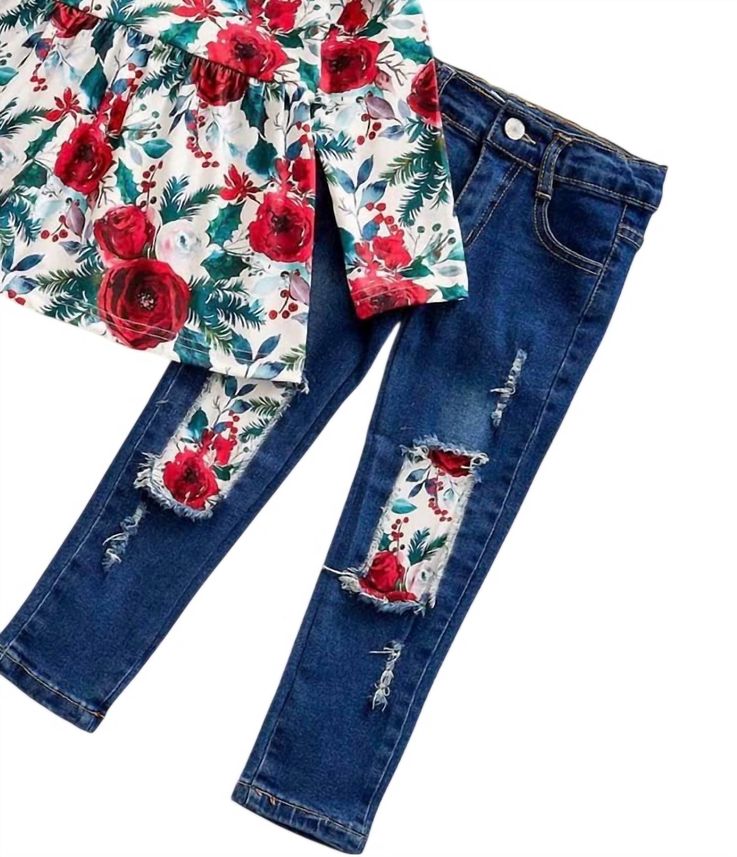 Okie + Lou - Girls Wintergreen Christmas Pant Set