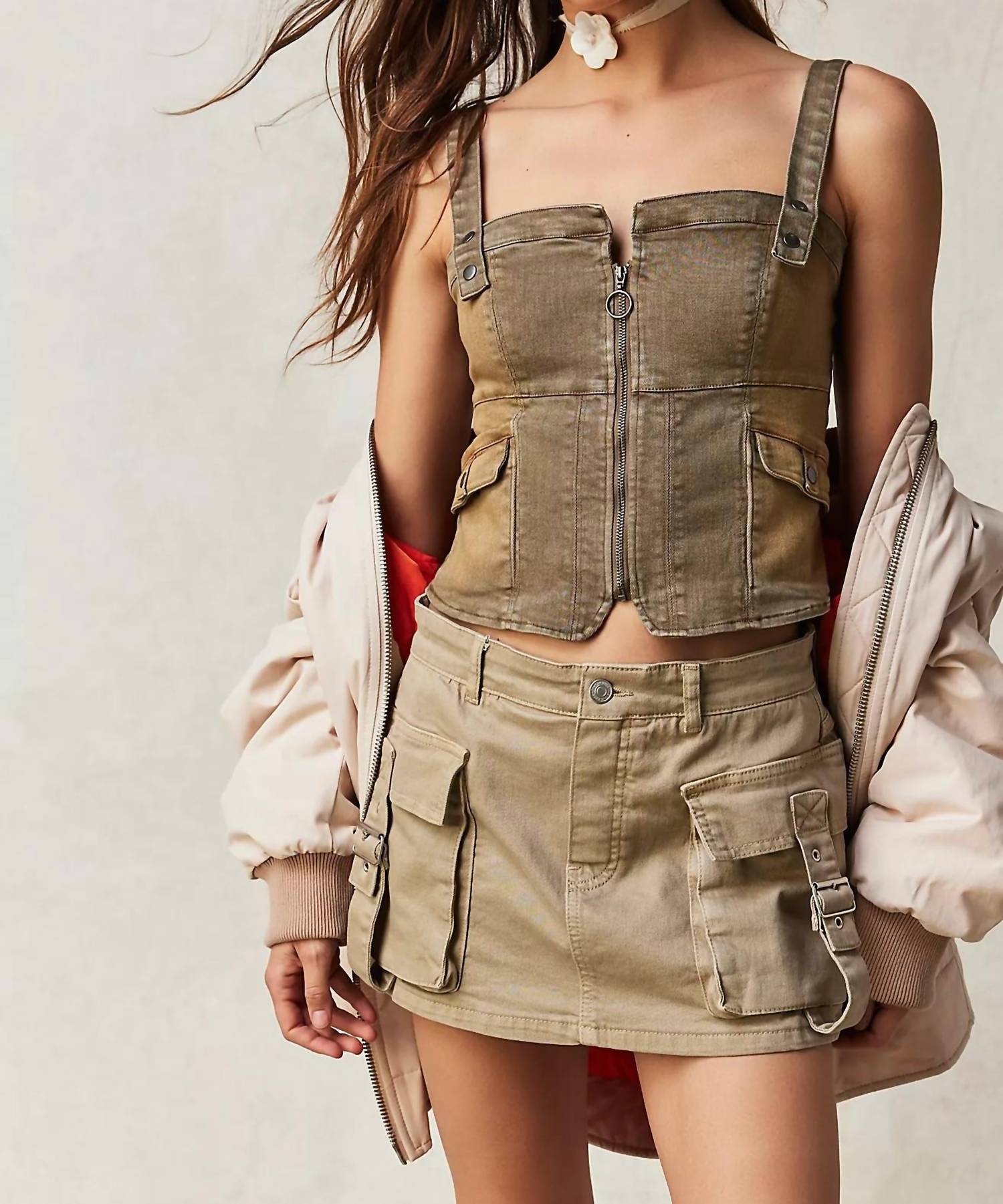 Free People - Denim Cargo Skort