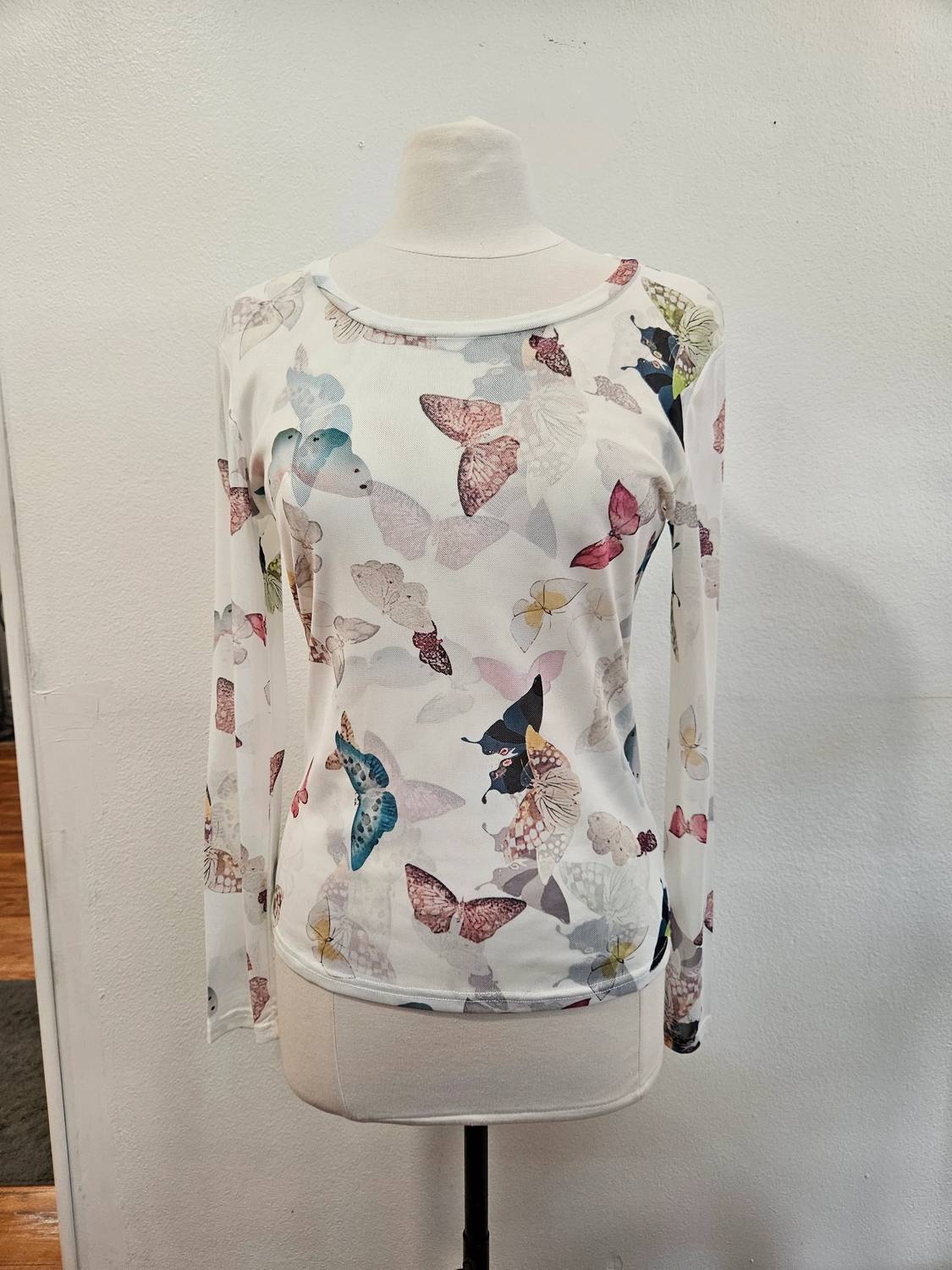 Adore - Women's Mesh Butterfly Print Top
