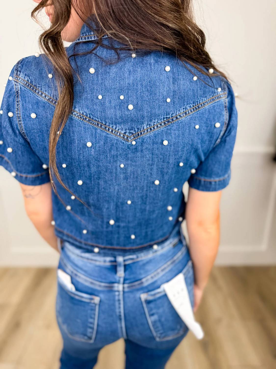 Cozy Co. - Constantly Amazed Cotton Short Sleeve Cropped Button Up Top