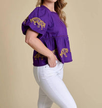 Stewart Simmons - The Puff Sleeve Peplum Top Lsu