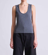 APIECE APART Uri Low Cut Tank Top in charcoal - women's tank top
