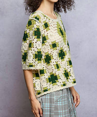 Pol - Round Neck Short Sleeve Crochet Top