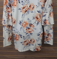 P.S. Kate - Women's Floral Cage Front Ruffle Long Sleeve