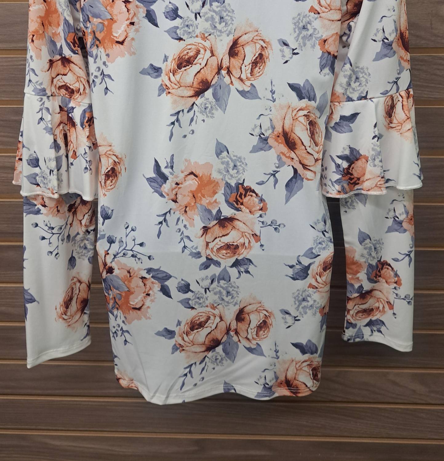 P.S. Kate - Women's Floral Cage Front Ruffle Long Sleeve