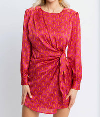 Karlie - Vintage Fan Satin Wrap Dress
